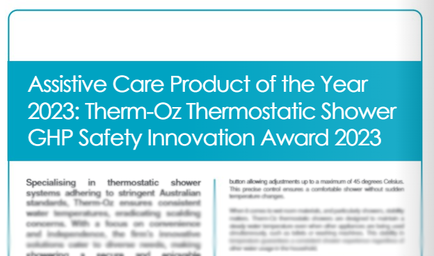 Therm-Oz Press Release, GHP Award, Award Winning Shower